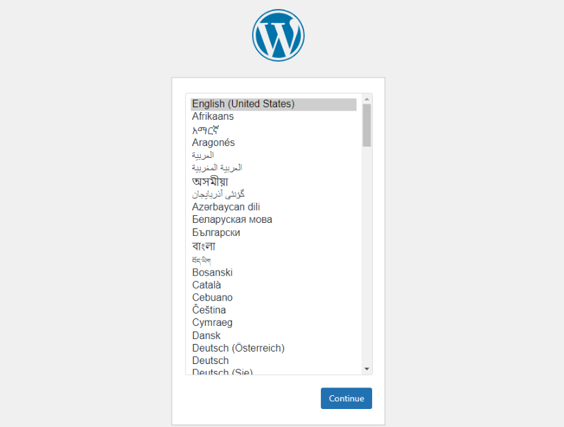 Language Selection during WordPress Installation