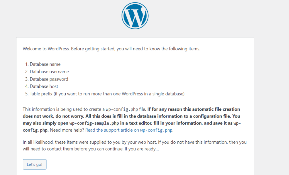 Reminder of database name, username, password & host during WordPress Installation