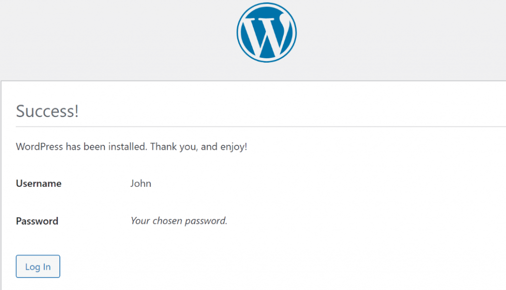 Logging into the wordpress