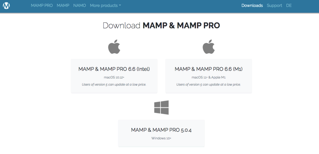 Downloading MAMP