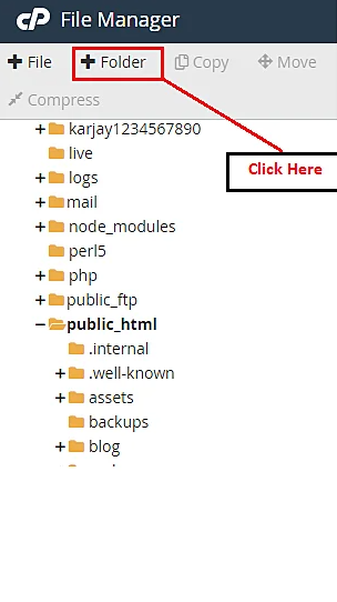 Create New Folder in File Manager of cPanel