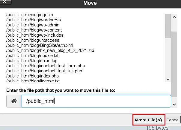 Move file option in File manger