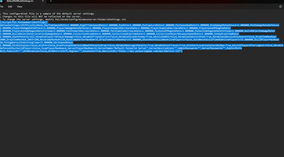 Edit Configuration Files for Palworld