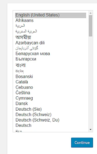 Language selection option in wordpress installation