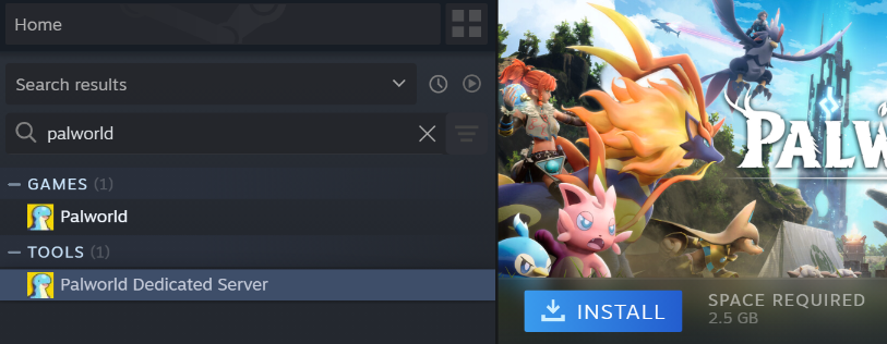 Install Palworld dedicated server in Steam