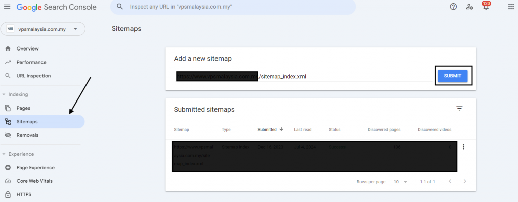 Sumiting Sitemap in GCS