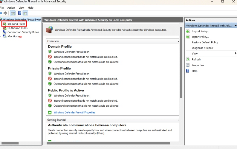 Windows Defender Firewall with Advanced Security