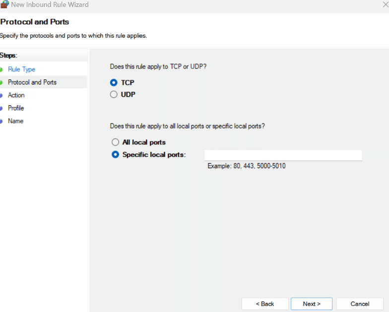 TCP and UDP in Windows Defender Firewall